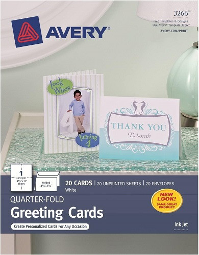 Quarter-Fold Greeting Cards Inkjet Matte White 1-up 20-sheets 20/PK - 8EA