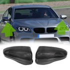 2X Real Carbon Fiber Side View Mirror Cover Caps Add-on For 2012-2016 BMW F10 M5