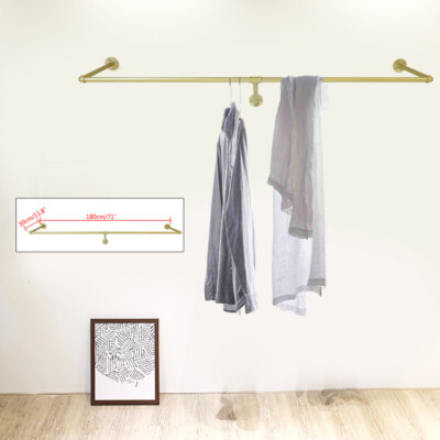 Metal Gold Clothing Rack Wall Mounted Wedding Dress Garment Display Shelf Pipe