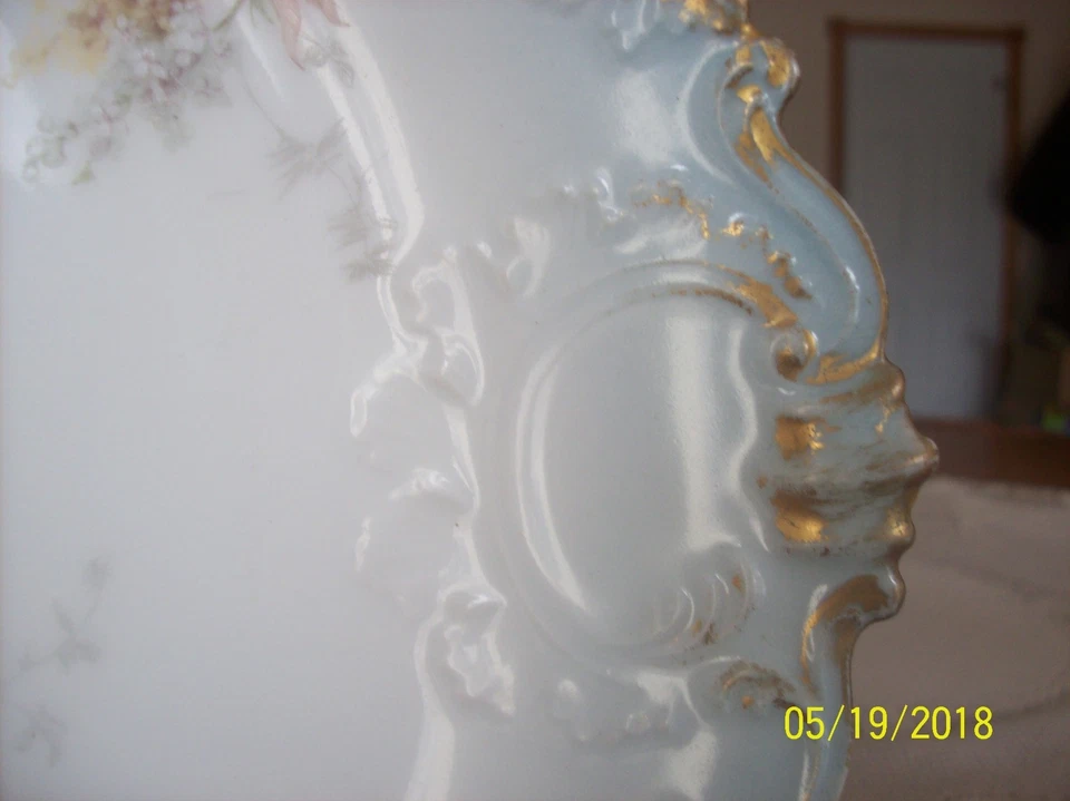 Plato grande antiguo de porcelana floral de porcelana France Limoges CFH GDM Foto 4 de 4