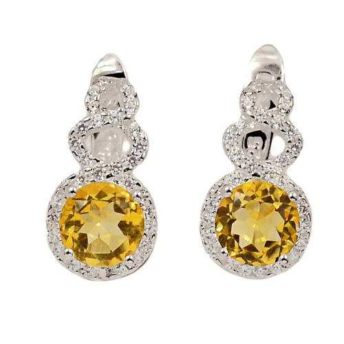Natural Citrine - Brazil 925 Sterling Silver Earrings Jewelry CE27019 - Picture 1 of 1
