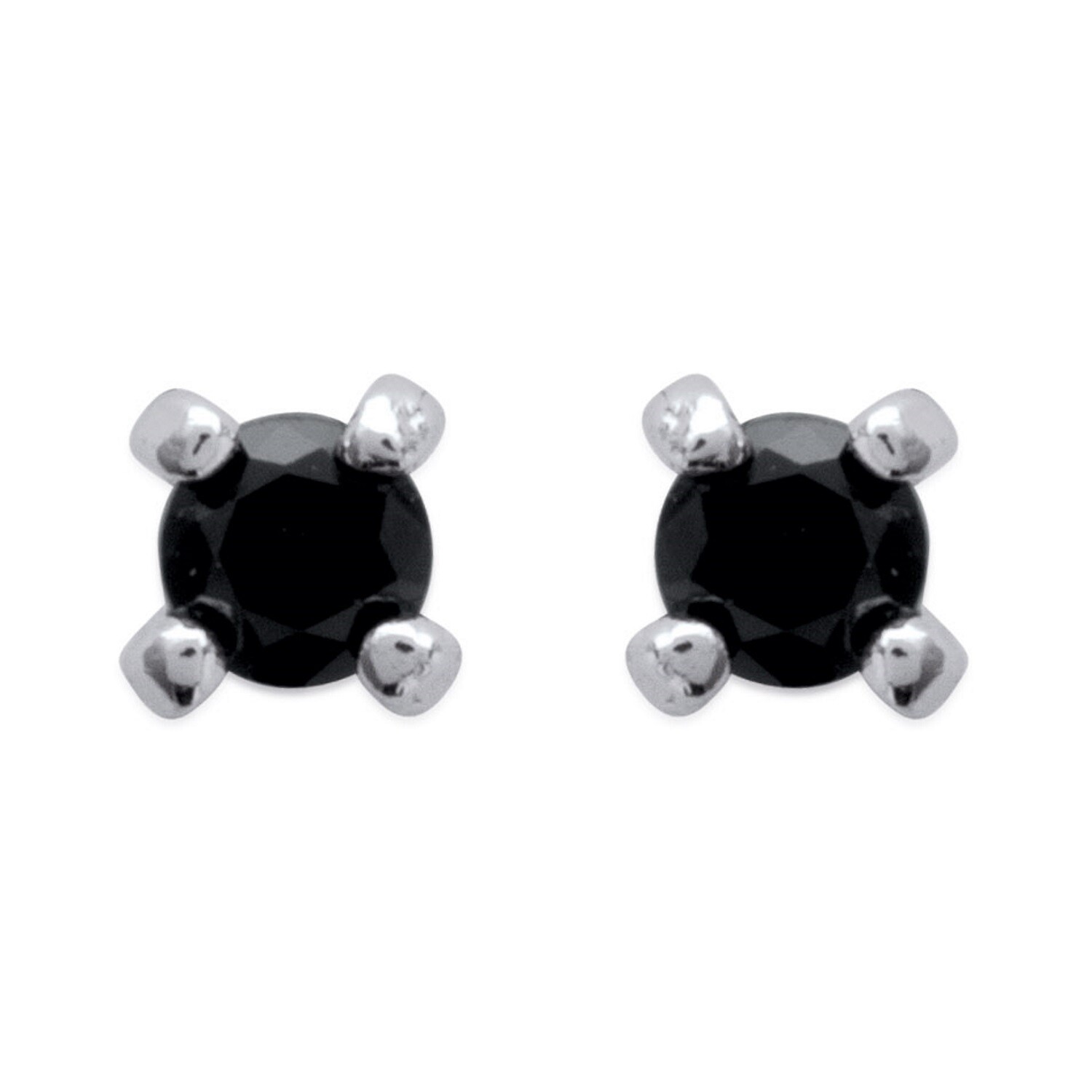 Boucles d'oreilles puces zirconium noir 4 mm en argent, le bijou idéal du look bureau au dîner