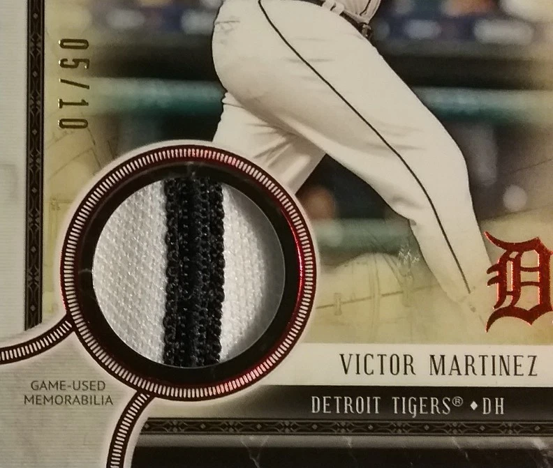 2018 Topps Museum Collection VICTOR MARTINEZ Jersey Patch Relic /10 Red - Image 2 of 4