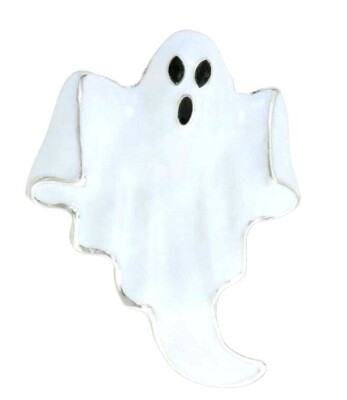 Napier Sheet GHOST Brooch Pin Enamel Halloween Spooky w Gift Box NEW Silver Tone