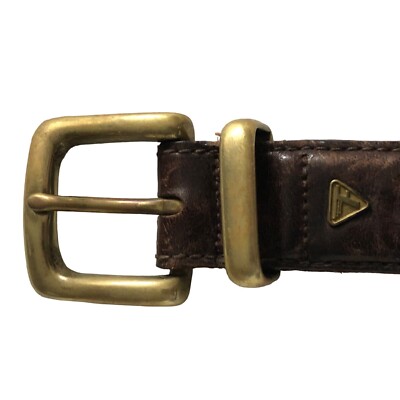 Vintage Aged Leather Belt Fossil Solid Brass Bukcle | eBay display picture 2