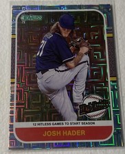 2021 Panini Donruss Baseball #H10 Vector Parallel Highlights Josh Hader MINT!