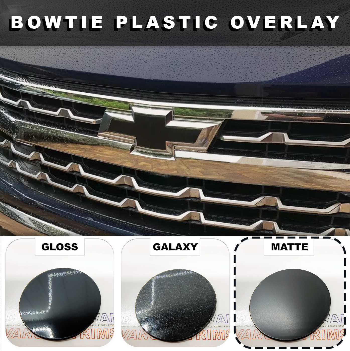 Matte Black Plastic BowTie Grill Overlay for 2022-2025 Silverado 1500 Non-Vinyl