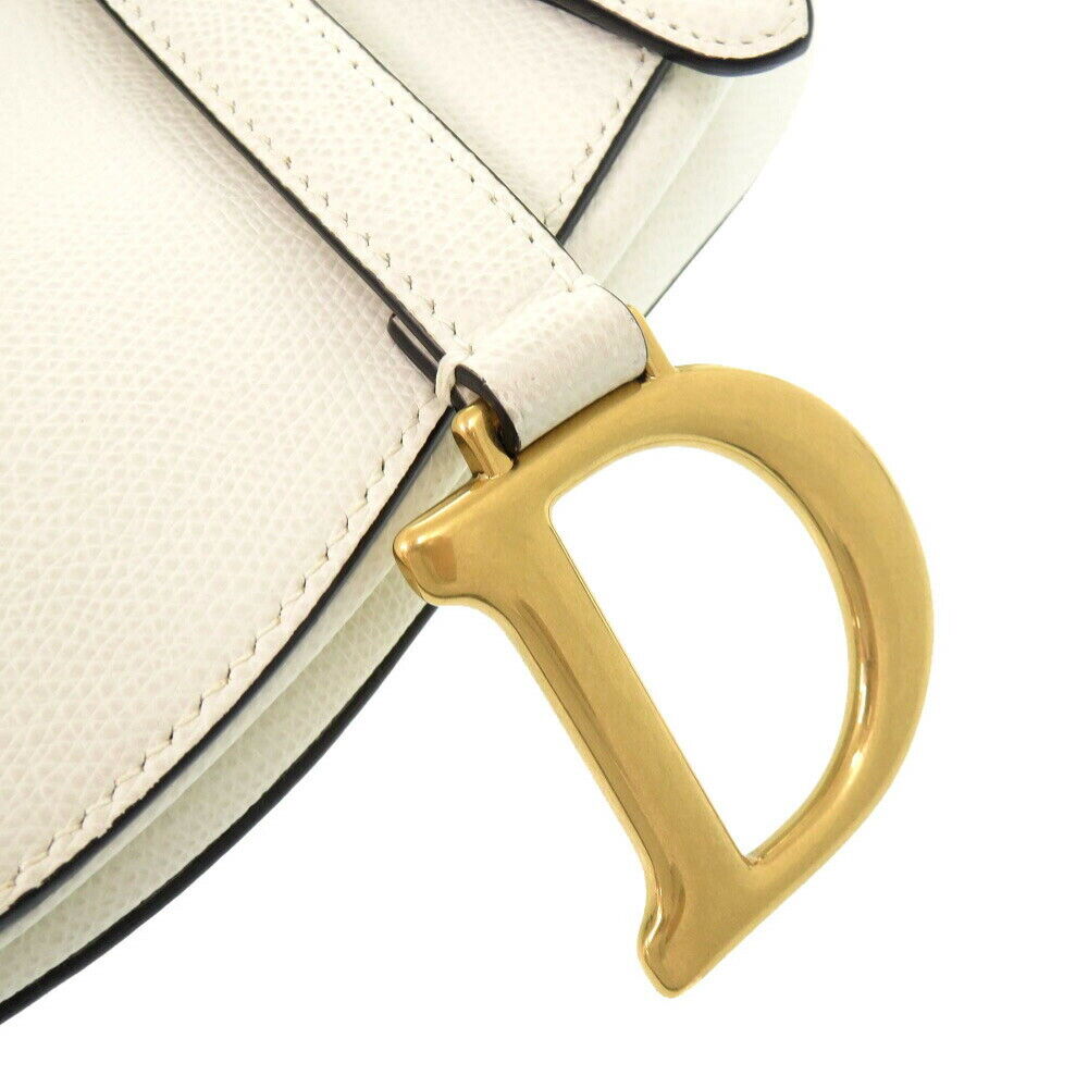 Christian Dior Saddle Bag Leather White Gold Metal Fittings Christian Dior Saddle Bag Leather White Gold Metal Fittings