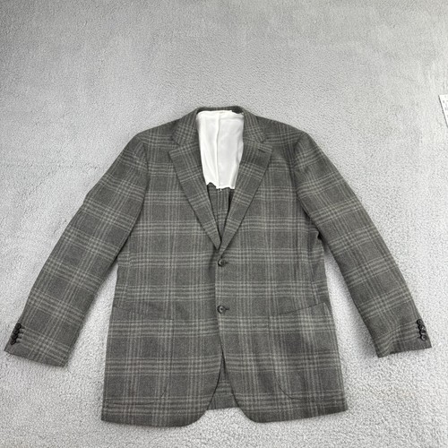 Suitsupply Blazer Mens 58 Wool Silk Cashmere Gray Plaid Suit Jacket Sport Coat