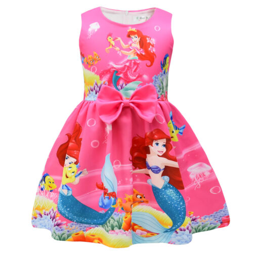 Ariel Prinzessin Kleid ärmelloser Rock Baby Cosplay Blume Schleife Kleid Mode - Bild 3 von 49
