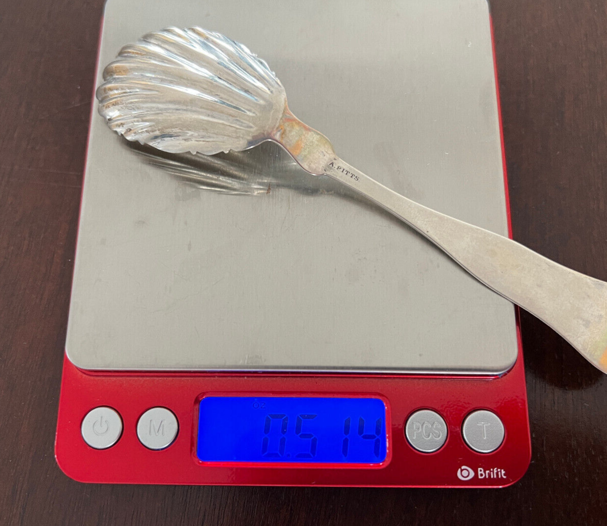 ANTIQUE ALBERT PITTS COIN SILVER SUGAR SHELL SPOON TAUNTON MA eBay