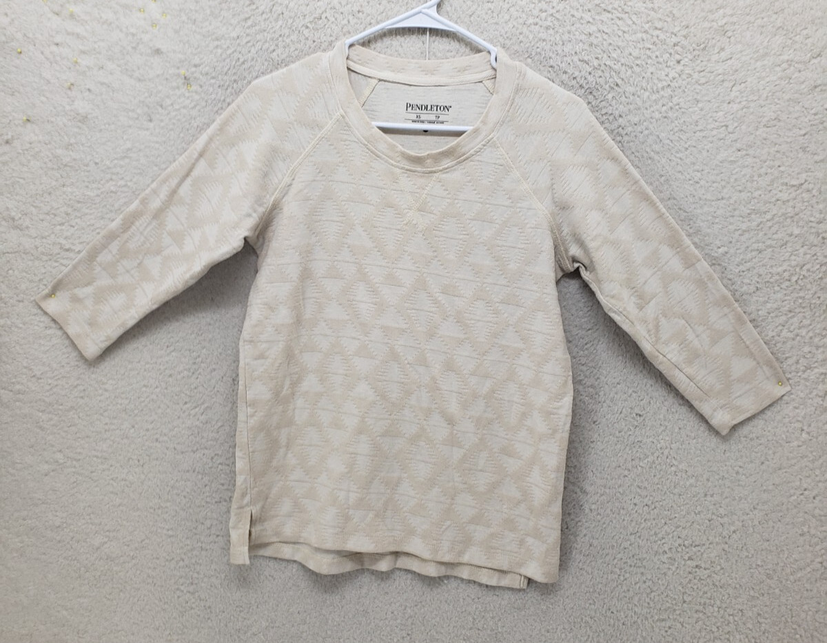 Pendleton Women Sweatshirt Extra Small Cream Patt… - image 1