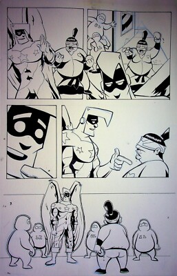 Supermansion 2017 #2C Original MATT HEBB Hand-Drawn Interior Titan Comics Page