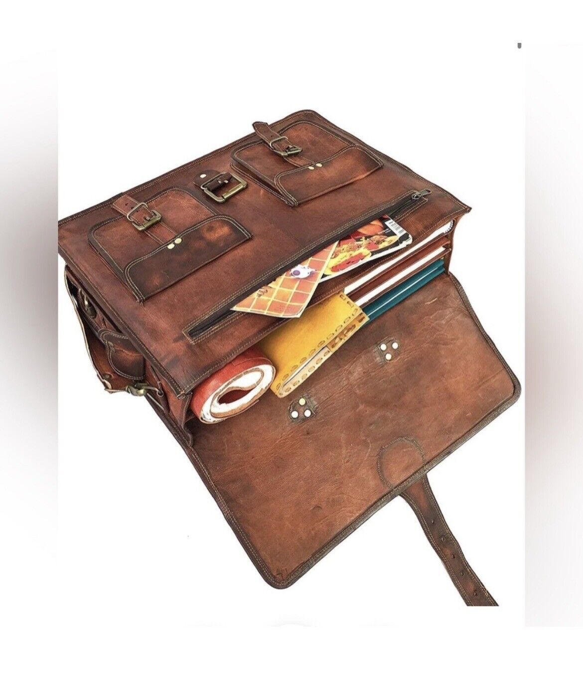 Cuero Vintage Handmade Leather Messenger Bag - image 2