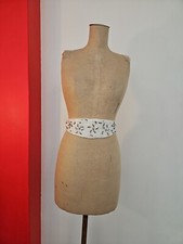 Vintage 80s White Satin Waist Belt Wedding/ Hippie/ Romantic Style Crystals S-M