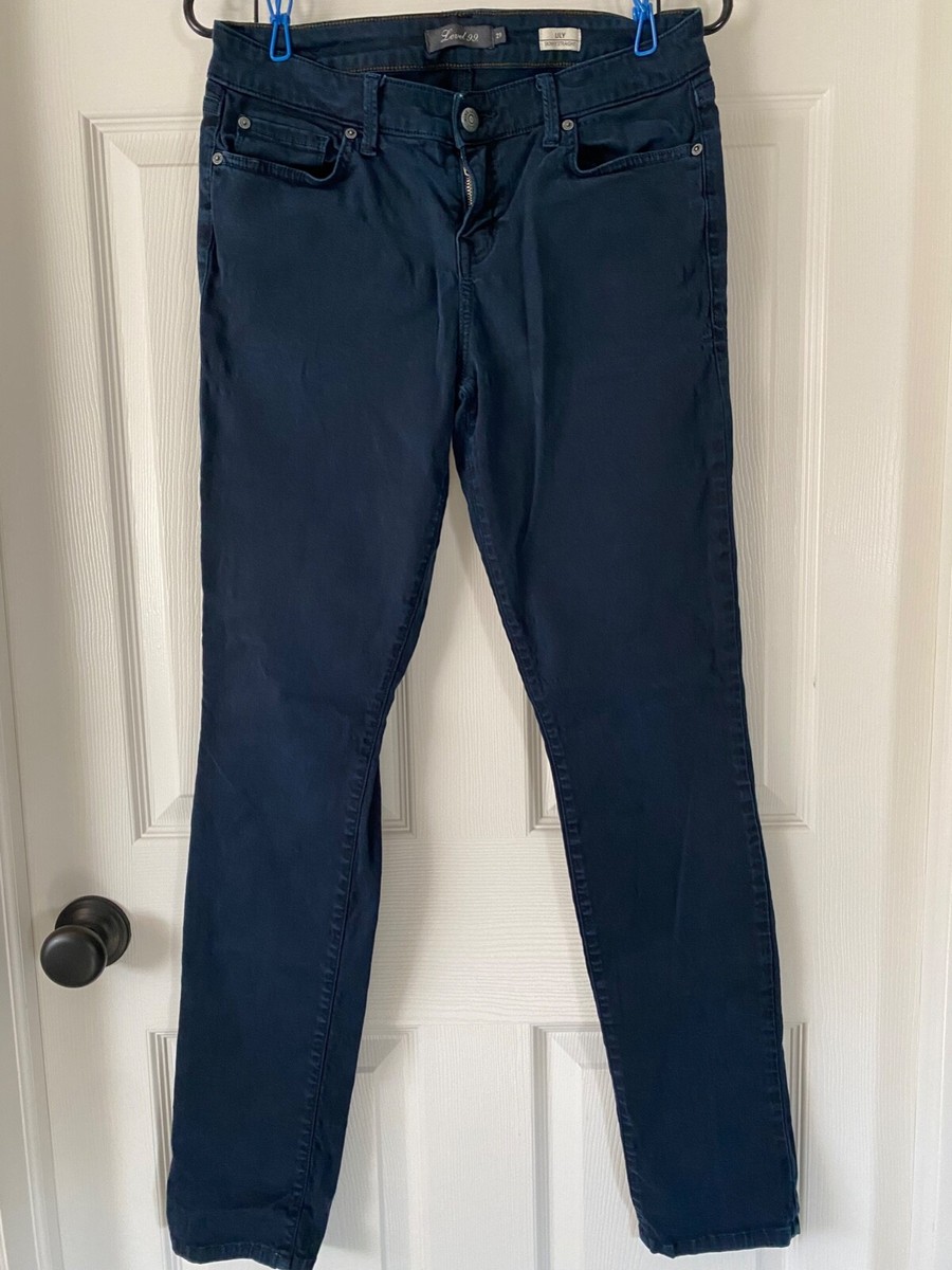 Level 99 Womens Lily Skinny Straight Blue Pants - Main Image