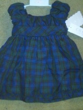 NWT $44 INFANT GIRLS FANCY DRESSY DRESS BY CHAPS PURPLE & GREEN PLAID 9 MONTHS