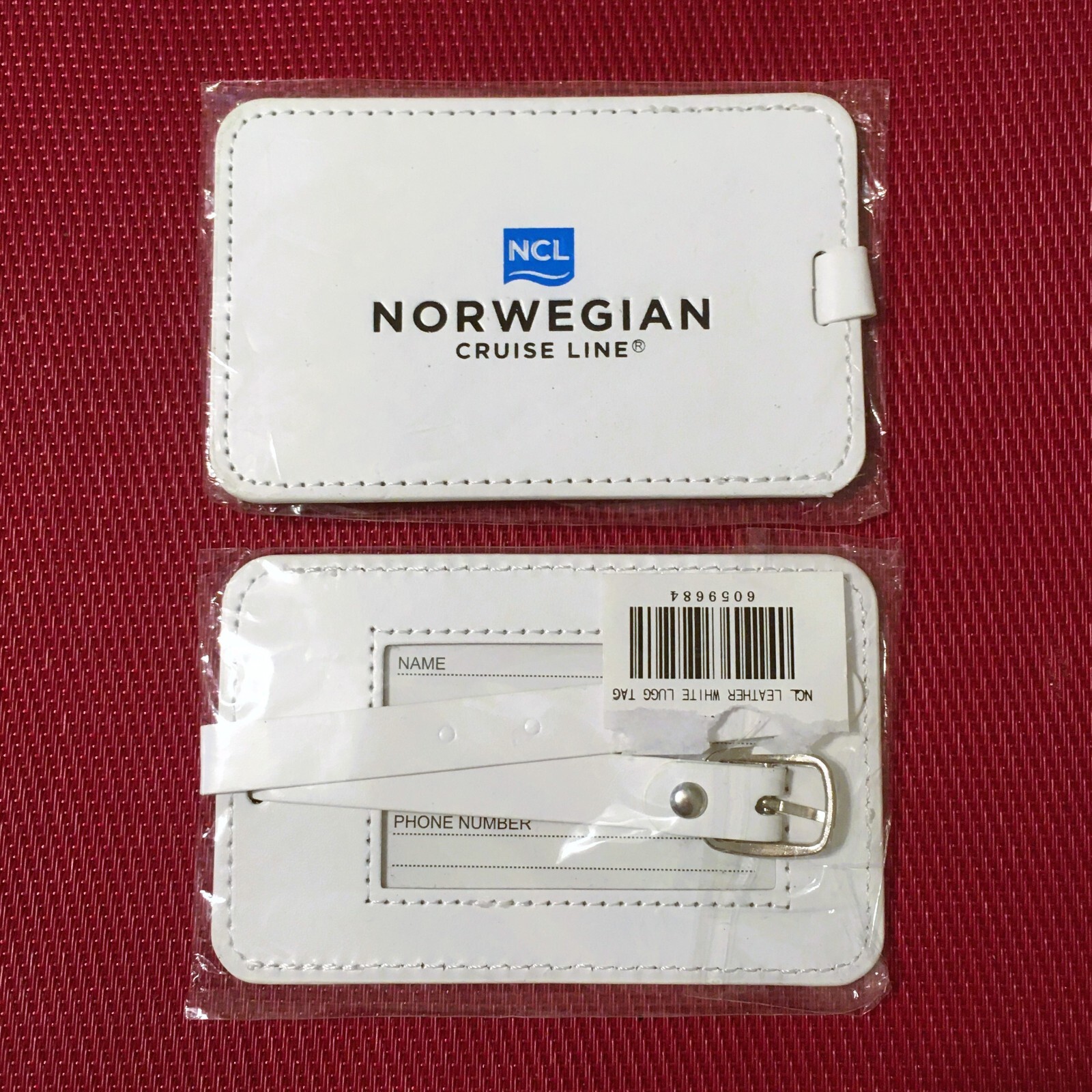 NCL Norwegian Cruise Line Leather Luggage Tags, Lot of 2, White NWT eBay