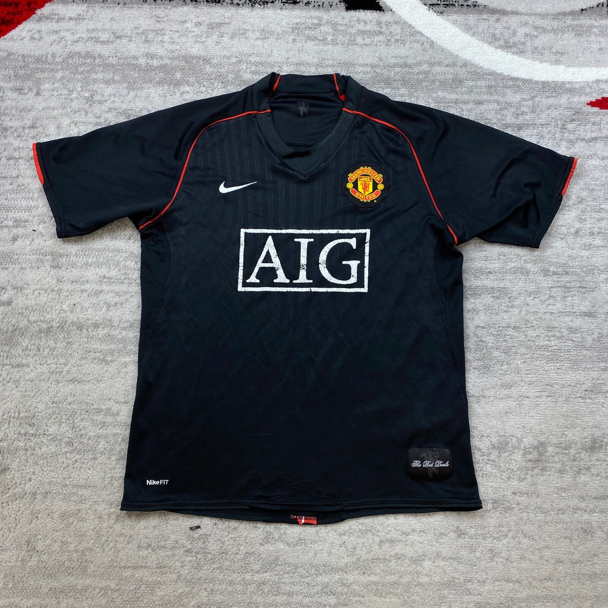 Vintage Nike Manchester United Jersey Medium Black Red