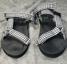 Wonder Nation Houndstooth Print Wedge Sandals Girls Size 2 Age 10 NWOT