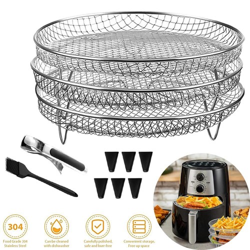 Air Fryer Rack Stainless Steel Double Basket Liners Grill For - Foto 3