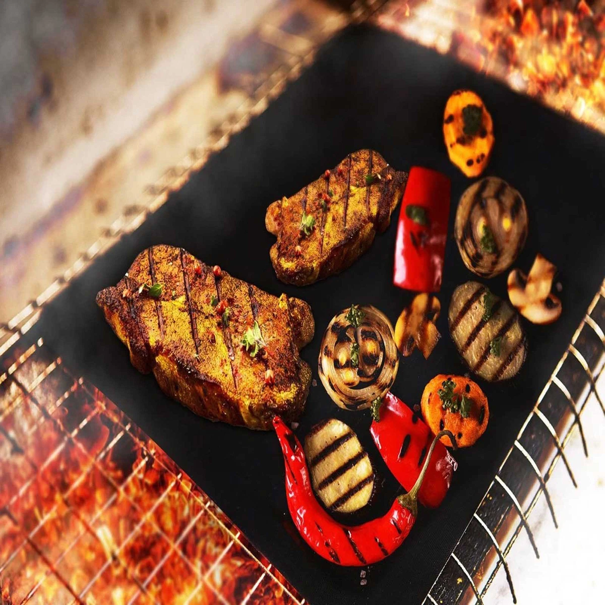 Non stick top barbecue grill mat