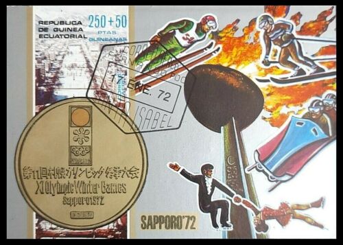 011. GUINEA ECUATORIAL 1972 USED IMPERF STAMP M/S XI OLYMPICS WINTER GAMES - Picture 1 of 1