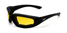 Maxx Foam Padded Motorcycle Riding Sunglasses TR90 Black Frame w/ HD Yellow Lens