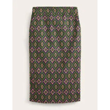 Boden cotton textured pencil skirt, size 18, in green, navy and pink