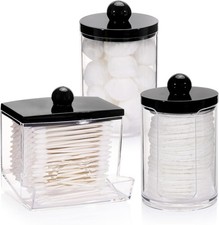 3 Pack Qtips Holder Dispenser Bathroom Organizers  Storage Containers Plastic