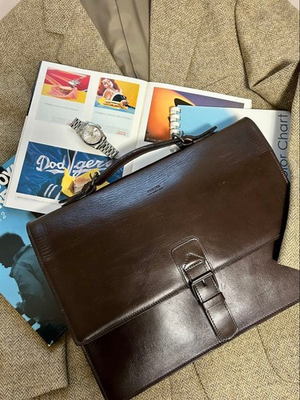 #ad Rare PORTER Yoshida Bag Genuine Leather Briefcase Business Bag Brown $123.97