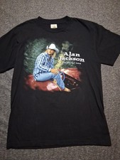 Vntg 90S Alan Jackson Sz LG T-Shirt Black Double-Sided Made in USA County Music