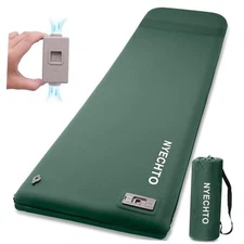 Self Inflating Sleeping Pad with Electric Pump, 3.14" Ultra-Thick Single Green
