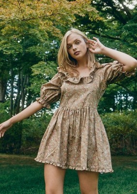 Louise New York Remy Dress Women's Size XS Wildflower Ruffle Mini Dress NWT