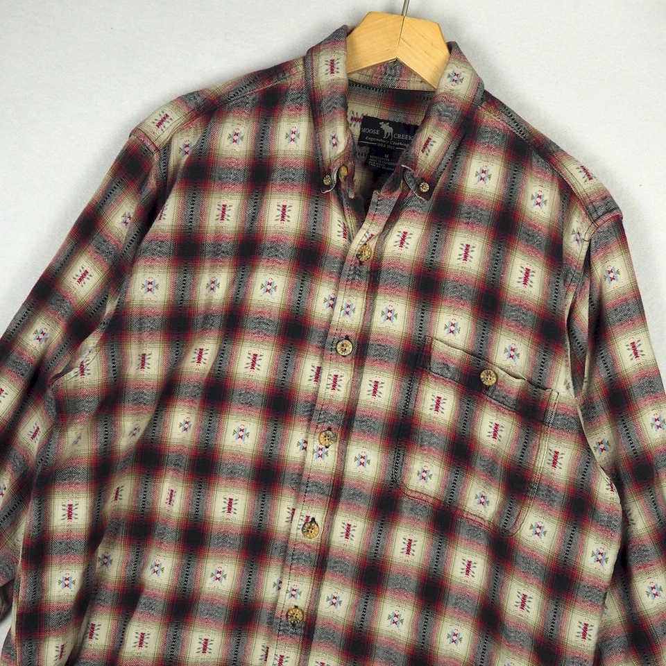 Vintage Moose Creek Heavyweight Aztec Pattern Button Down Shirt Mens M Plaid - Image 2 of 4