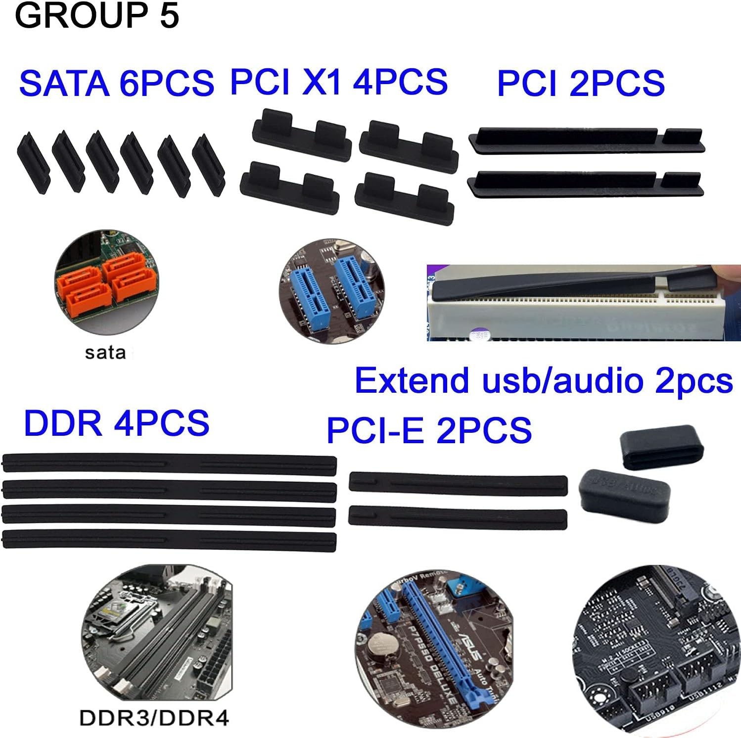 80 PCS Computer Laptop & Motherboard Anti-Dust Plugs Protect Ports Covers