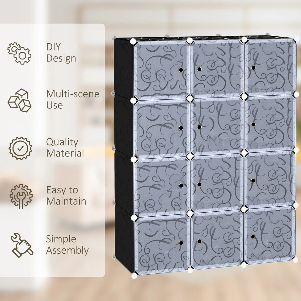 HOMCOM DIY Wardrobe Portable Interlocking Plastic Modular Closet Cube Organiser - Image 4 of 4