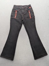 Skelanimals Jeans Womens 9 Flare Goth Emo Punk Heart Skull Accents 2022 Pants