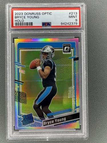 Bryce Young RC Holo Rated Rookie Prizm 2023 Panini Donruss Optic #213 PSA 9
