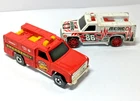 Pair of 2 Vintage 1974 Medic & Emergency Rescue Ranger Unit Red & White 1:64