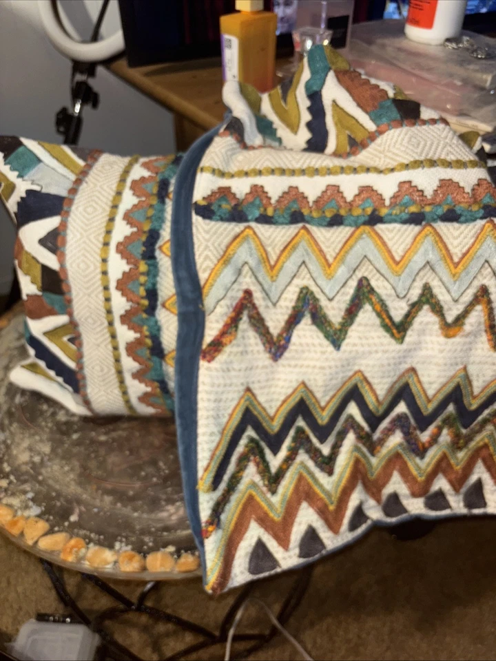 World Market Multicolored Embroidered Lumbar Pillow - Image 2 of 2