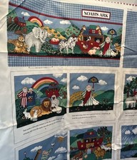 Vtg 1990s Cranston Noah's Ark Book Fabric Project Panel Cotton Quilt F58