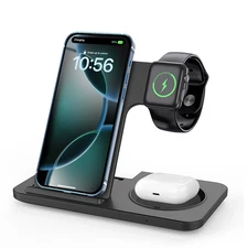 Wireless Charger Stand for iPhone, Apple Watch & AirPods 3-in-1 Fast Charger
