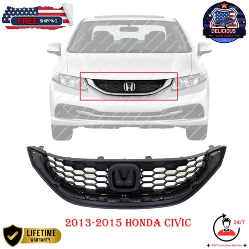 New Front Upper Bumper Grille Textured Black For 2013-2015 Honda Civic HO1200216