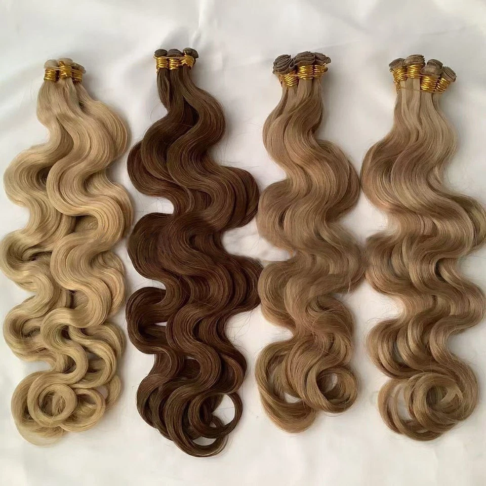 Invisible Hand Tied 100% Human Hair Weft Sew in Remy Hair Skin Weft Wavy Hair - Image 4 of 4