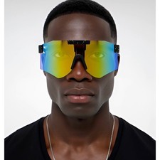 Shield Sunglasses Mirrored Visor Cyclops Futuristic Rave Party Sunglasses Lentes