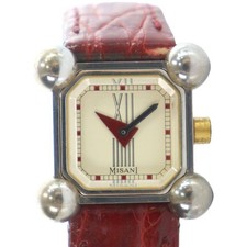 Orologio MISANI Hermitage Quadrato Quarzo Quadrante Avorio Argento Polso Vintage 19cm