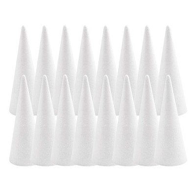 Foam Cones for DIY Arts and Crafts (3.75 x 9.7 in, 16 Pack), White Polystyren...