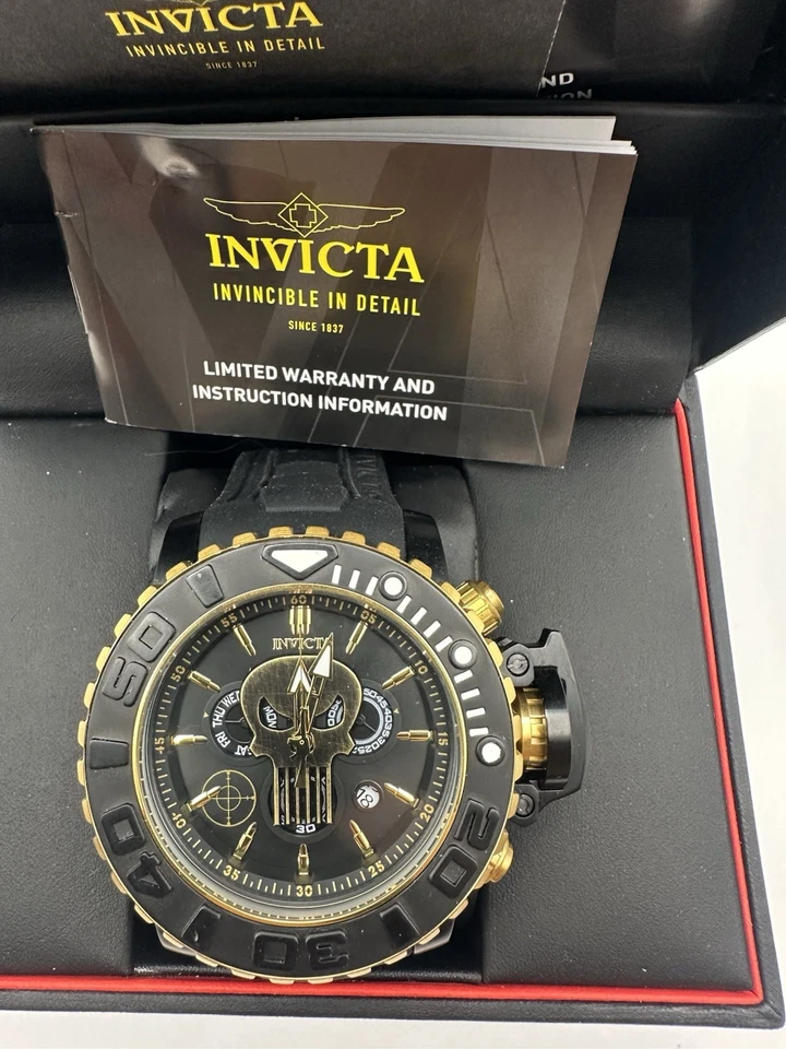 INVICTA 26787 MARVEL PUNISHER LTD 0404/3000 Men's 58mm Gold Black Watch - Image 3 of 4