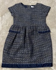 Girl's JANIE and JACK Blue Metallic Boucle Dress Party dressy Christmas Sz-3